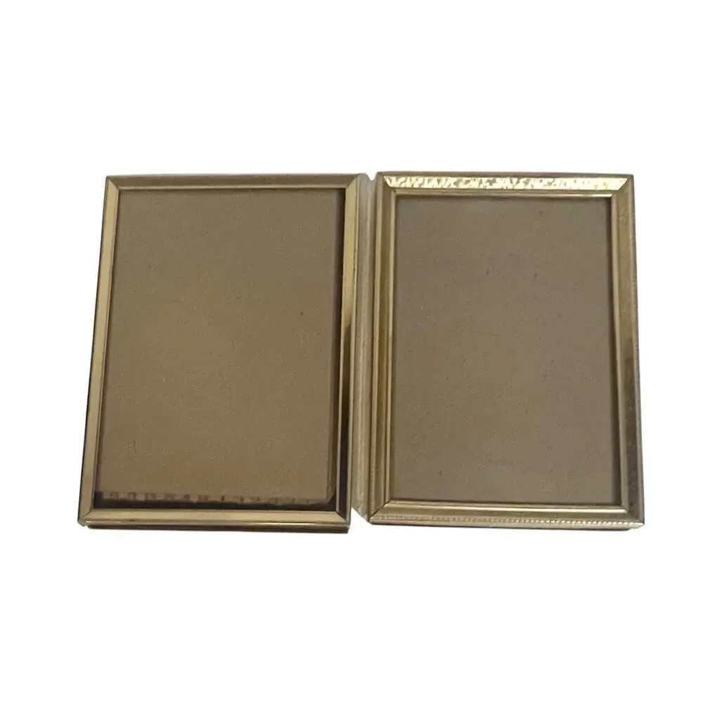 Vintage Brass Photo Picture Frame Set of 2 Easel Hollywood Regency 5x7” Gold